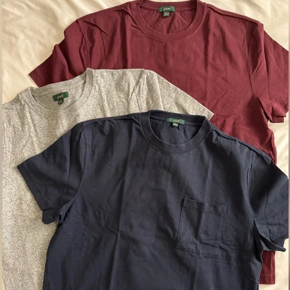 J Crew Lot of 3 Large Relaxed Fit Tees. Navy, Grey and Burgundy - Picture 2 of 2